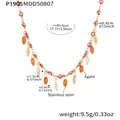 Colorful evil eye necklace with natural agate tassels and gold-plated stainless steel chain - 45+5cm / Gold Red Agate (P1905)