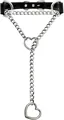 Punk style black leather choker necklace with silver heart pendant and adjustable metal chain. - Black Leather Lasso Heart Style (款式十)