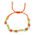 Handgemaakte kleurrijke kralen bloem armband met verstelbaar oranje gevlochten koord - Geen Kaart / Oranje Touw / Meerkleurige Kralen