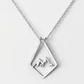 Minimalist silver mountain hollow pendant necklace featuring unique small group design - Mountain Hollow Style (x378) / 14k / Silver