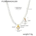 Detailed technical dimensions and material view of the heart zircon pearl necklace - Gold Heart Pendant (P1380)