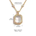 Elegante collar de cobre dorado con un gran colgante de cristal octogonal claro - Collar de Relicario de Vidrio con Strass Cuadrado