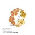 Goldener Edelstahl Emaille Blumen Armreif offen, Gewicht 24,7g - Offener Blumenstil (FYD6261SZ) / Orange