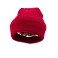 Classic red winter knitted beanie with silky satin lining for hair protection and warmth - Burgundy