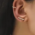 Elegant gold-plated zircon ear cuff and crawler earring set for non-pierced ears - Luxury Zirconia Earring Set (DZ-522) / Two-Piece Set / Gold