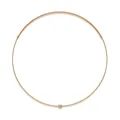 Collier ras du cou élégant en argent 925 plaqué or avec une pierre de moissanite sertie clos - N15560 Cordon marron 4,0 mm / 30 points