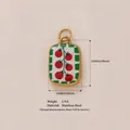 Gold-plated stainless steel tomato can pendant with enamel design for DIY jewelry making - No.10 Tomato Square Tag