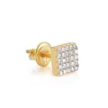 Pendiente de botón cuadrado de plata de ley S925 con circonitas micro-pave de lujo - Cuadrado con Diamantes Completos (Estilo 3) / Plata 925 / Pieza Única / Dorado