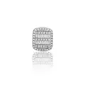 Pendientes cuadrados de plata S925 con piedras CZ baguette estilo hip hop para hombres - Cuadrado de Tres Capas (Estilo 2) / Plata 925 / Pieza Única / Plateado