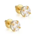 Pendientes de botón cuadrados estilo hip-hop de plata S925 con piedras de circón blanco puro - Estilo Pavé Cuadrado (Estilo 1) / Plata 925 / Un par / Dorado