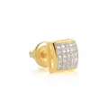 Pendiente de tuerca hip-hop cuadrado de plata S925 con circonitas transparentes - Estilo Cuadrado Micro-Pavé (Estilo 4) / Plata 925 / Pieza Única / Dorado