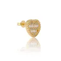 Pendiente de corazón en plata S925 con circonitas de corte baguette acabado dorado - Estilo Corazón Iced Out (Estilo 5) / Plata 925 / Pieza Única / Dorado