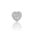 Pendiente de botón de corazón en plata 925 con circonitas baguettes y redondas brillantes - Estilo Corazón Iced Out (Estilo 5) / Plata 925 / Pieza Única / Plateado