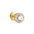 Pendiente de plata de ley S925 chapado en oro con piedras CZ redondas para hombre - Estilo Meandro Redondo (Estilo 6) / Plata 925 / Pieza Única / Dorado