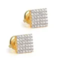 Pendientes cuadrados de plata de ley S925 bañados en oro con circonitas completas - Cuadrado con Diamantes Completos (Estilo 7) / Plata 925 / Un par / Dorado