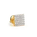 Pendiente de botón cuadrado premium en acabado dorado con piedras de circonita cúbica - Cuadrado con Diamantes Completos (Estilo 7) / Plata 925 / Pieza Única / Dorado