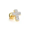 Elegante pendiente de cruz en plata de ley S925 con pavé completo de circonitas claras - Cruz Iced Out (Estilo 10) / Plata 925 / Pieza Única / Dorado