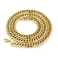 Men's heavy gold stainless steel double Cuban link necklace SKU variant - 8mm Width Lobster Clasp / 18cm Bracelet / Gold