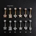 Detaillierte Kollektion von 316L Edelstahl Bauchnabelpiercings mit 1,6mm und Zirkonia. - Stern-Stil(1#) / Silber