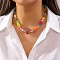 Collana dopamine stile oceano bohémien con stella marina e ciondolo pesce in ceramica - Multicolore M-218