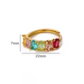 Dettaglio dell'anello regolabile placcato oro 18K con pietre colorate e dimensioni - Stile Pave di Zirconi Ovali Multicolore (G126506) / Oro