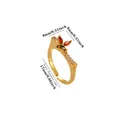 Anello aperto dorato con motivo a farfalla in zircone colorato e misure dettagliate. - Stile Farfalla con Zirconi Marroni e Arancioni (G60210034) / Oro