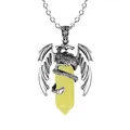 Exquisites Drachen-Halsketten-Set mit gelbem Kristallanhänger in Sechseckform - Topas / Pterosaurier Einzelanhänger