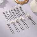 Elegante set di forcine a U con perle per acconciature da sposa e styling quotidiano - 12 forcine color caffè versatili per uso quotidiano HS-J7354KF