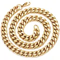 Klassische vergoldete Edelstahl-Panzerkette im kubanischen Stil für Damen und Herren - 8mm Breite Karabinerverschluss (80cm) / Gold