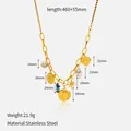 Gold-plated stainless steel necklace with multi-charm pendants and dimensions - Multi-Element Mix with Artificial Pearl Style (CH1176-4)