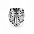 Retro silver-toned titanium steel tiger head statement ring for men with black detailing - US7 (54MM) / 1 Piece/Pack / Steel