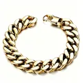 Heavyweight gold-plated titanium steel Cuban link bracelet for men with lobster clasp - Square Buckle / 8mm / 65cm / Gold