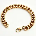 Men's chunky gold-plated stainless steel Cuban link bracelet with lobster clasp - Lobster Clasp / 8mm / 65cm / Gold