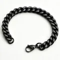 Elegant black stainless steel Cuban link bracelet for men featuring a secure lobster clasp - 65cm (Necklace) / Black (8mm Lobster Clasp)