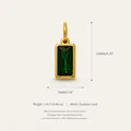 Elegant emerald green rectangular birthstone pendant made of durable stainless steel - May Birthstone Pendant / Emerald