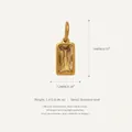 Elegant rectangle yellow zircon birthstone pendant in gold plated stainless steel finish - April Birthstone Pendant / Clear