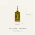 Elegant green rectangle birthstone pendant in gold stainless steel for DIY jewelry making - August Birthstone Pendant / Olive Green