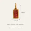 Minimalist gold stainless steel rectangle birthstone pendant with red emerald-cut zircon - July Birthstone Pendant / Ruby Red