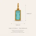 Rectangle light blue zircon birthstone pendant crafted in gold stainless steel - October Birthstone Pendant / Opal