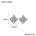 Orecchini a perno a fiore vintage in acciaio al titanio argento, 2,4 cm, peso 6,5 g - Stile Fiore d'Argento con Zirconia Centrale (HE47719AB0)