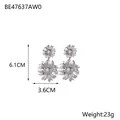Orecchini a goccia girasole argento vintage da 6,1 cm con finitura metallica ruvida - Stile Girasole d'Argento (BE47637AW0)