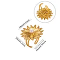 Gold sunflower stainless steel adjustable ring with faux pearl center, 28mm diameter - Sunflower Artificial Pearl Style (G1210086)