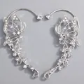 Eleganti copriorecchie a farfalla in argento con strass scintillanti a forma di cuore - Orecchino a Fascia con Farfalla Socialite Argento (ERS-J4265S) / Confezione da 1 paio / Argento