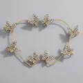 Elegante polsino per orecchie a farfalla dorato con strass scintillanti a forma di cuore - Orecchino a Fascia con Farfalla Strass Oro (ERS-J4191G) / Confezione da 1 paio / Oro