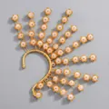 Polsino auricolare fatto a mano in stile cinese con fiori rosa e perle su filo d'oro fine. - Orecchino a Fascia Oro per Servizio Fotografico (ERS-J4182) / Oro