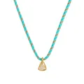 Niche rope necklace with gold triangle zircon pendant in turquoise and orange cord - Triangle Pendant / Blue