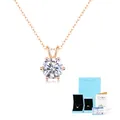 Elegant S925 silver moissanite necklace with 18K rose gold plating and round cut pendant. - 40+5cm / 1 Carat (Welfare Gift Box Set) / Rose Gold