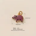 Purple enamel pig pendant charm in gold finish stainless steel for jewelry making - Pink Pig