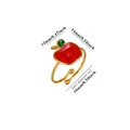 Detailed close-up of red enamel apple ring with 18mm inner diameter measurement - Apple Style (G62210116)