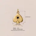 18K gold-plated stainless steel spade pendant with sun motif, size 13x15mm - Spade Heart Pendant